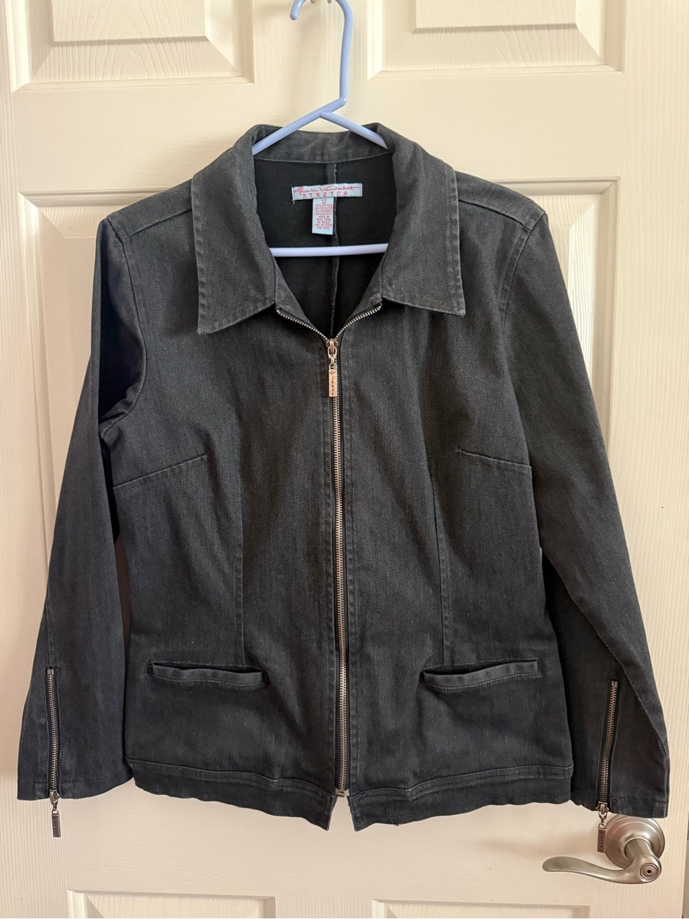 Gloria Vanderbilt Dark Gray Zip-Front Utility Jacket